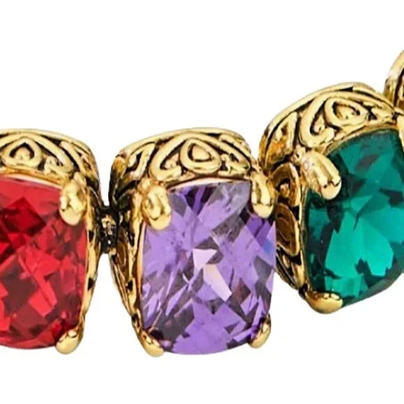 Park Lane LIGHT SHOW Baby Signature Tennis Bracelet Rainbow Gold Tone Toggle NWT - Picture 5 of 8